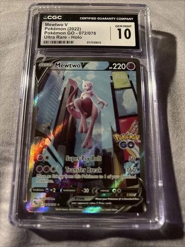 Mewtwo V Pokemon 2022 Pokemon Go 072/078 Ultra Rare CGC 10