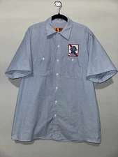 Red Kap Pabst Blue Ribbon Beer Short Sleeve Shirt Sz L Employee Vintage 