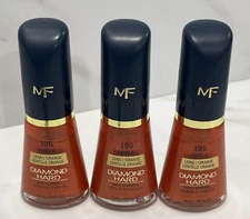 3 MF Max Factor Diamond Hard Nail Enamel Polish 195 Perle Lens L'Orange .34 oz