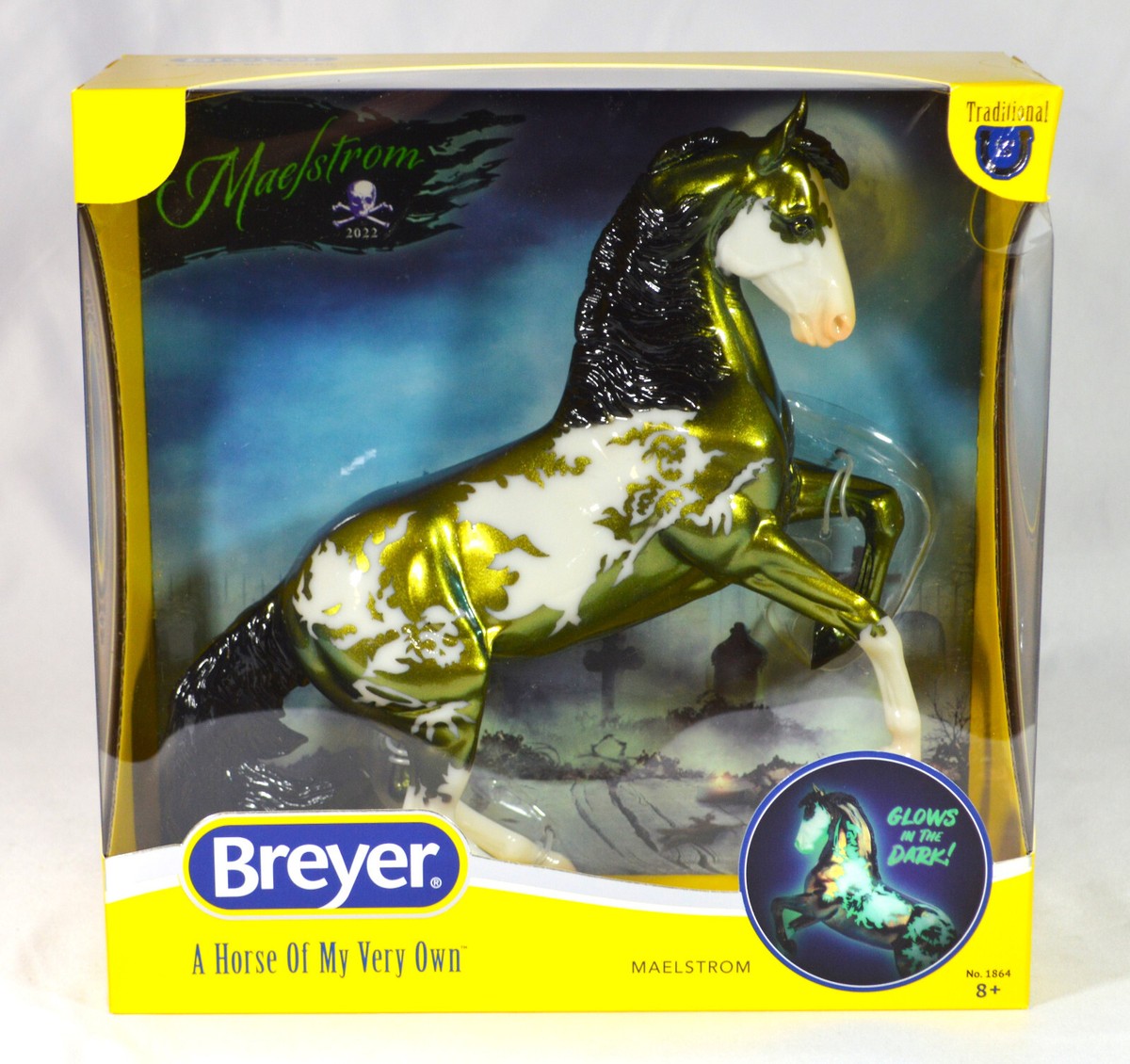BREYER MAELSTROM HALLOWEEN MODEL HORSE PIRATE PINTO GLOW IN THE