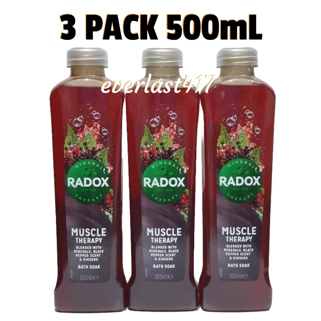 Radox Muscle Therapy Bath Soak with Minerals Black Pepper & Ginseng 3x 500ml
