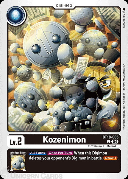 BT18-005 Kozenimon : Uncommon Digimon Card : BT18-19: Special Booster Ver.2.0