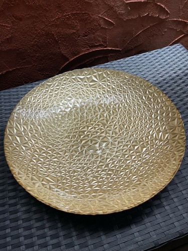 Round Diamond Cut Shallow Bowl / Platter Decorative Serveware - Picture 2 of 5