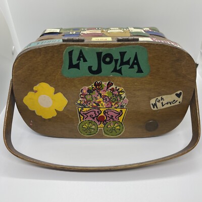 Rare! La Jolla California Vintage Caro Nan Hand painted Basket