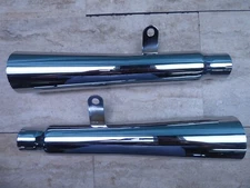 Custom Unbranded Chrome Motorcycle Exhaust Mufflers Silencers Pair PL1098-E1+