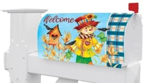Fall Halloween Thanksgiving Scarecrow Crow Magnetic Mailbox Cover (Only)