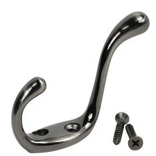 Rok Heavy Duty Antique Nickel Home Wall Closet Towel Coat Double Hook Hanger