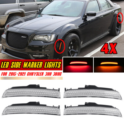 4PC Clear Front&Rear LED Side Marker Light Lamp For Chrysler 300