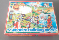 Vintage Picture Cubes 12 Wooden Cubes 6 Pictures Peter Pan Aladdin Fairy Tales