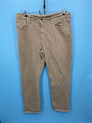 Flag & Anthem Jeans Mens 40x32 Brown Stretch Denim Straight Leg Size Pants Flex