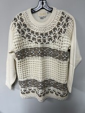 BELLDINI Vtg 80s Wool  Acrylic Pullover Size Large Hong Kong Shoulder Pads Read