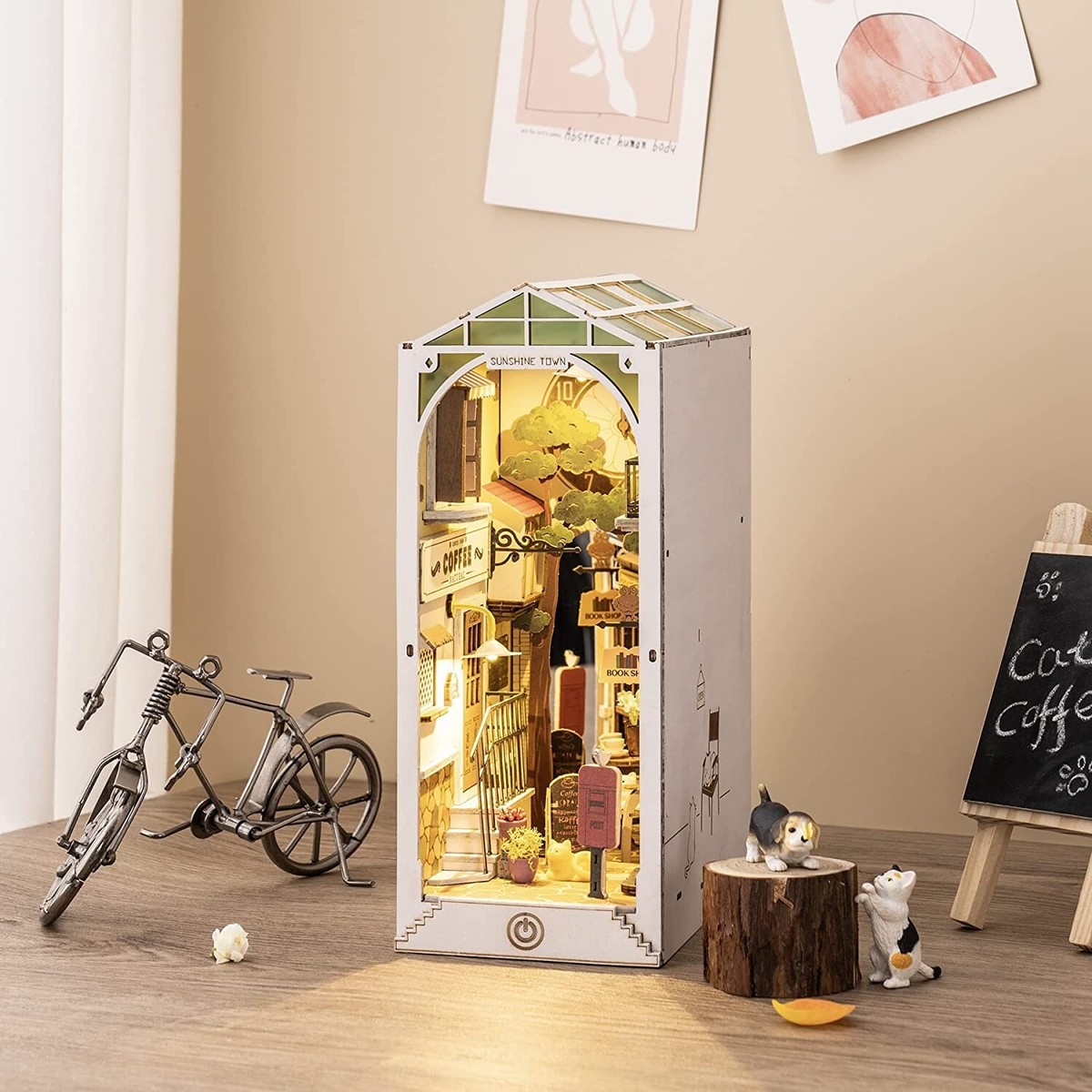 Rolife 3D Book Nook Wooden Puzzles Sunshine Town for Adult Gifts