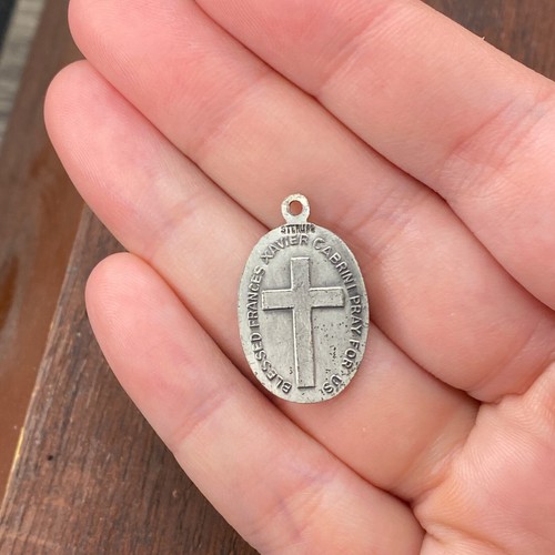 Vintage 925 Sterling Blessed Frances Xavier Cabrini Pray For Us Pendant Charm - Picture 2 of 3