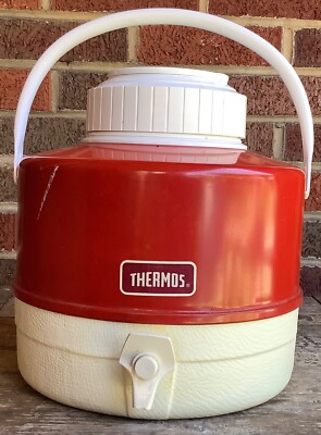 Vintage Thermos 1 Gallon Red & White Water Jug Camping Drink