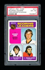 1975 OPC HOCKEY 210 SCORING LEADERS PSA 6 EX-MINT BOBBY ORR / ESPOSITO / DIONNE