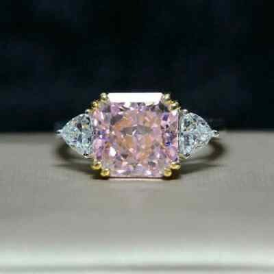 4Ct Lab Created Diamond Three Stone Engagement Ring 14K White Gold Finish