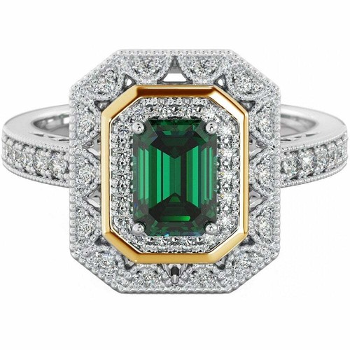 New 925 Silver Ladies Emerald Cut Green Wedding Engagement Ring eBay
