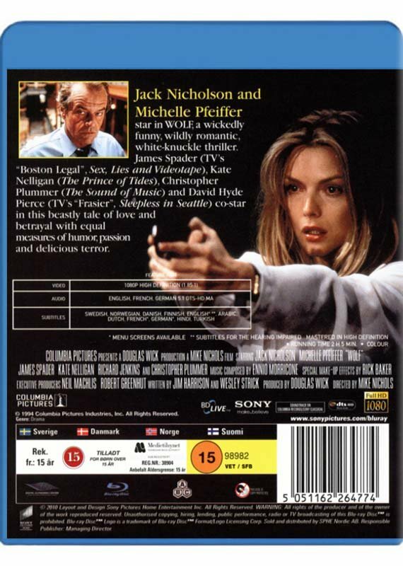 Wolf (1994) Jack Nicholson Michelle Pfeiffer Blu-Ray BRAND