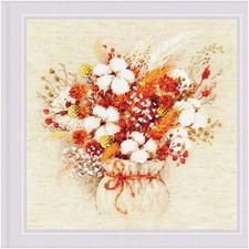 Velvet Blooms: Cross Stitch Kit with Cotton Bales - 25x25cm