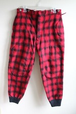 Vtg Woolrich 32" Waist 27" Inseam Red Wool Buffalo Plaid Checker Trousers Pants