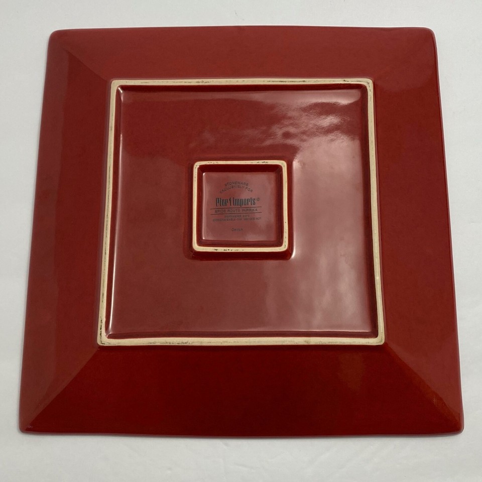 Pier 1 Spice Route Paprika Dinner Plates Red Square Hobnail Set of