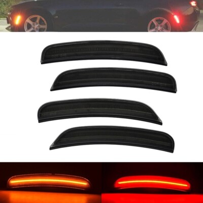 Clear Lens LED Side Marker Lights Set For 2015-2017 Dodge Charger - Front Amber & Rear Red - DOT/SAE Approved - 1 Year Warranty