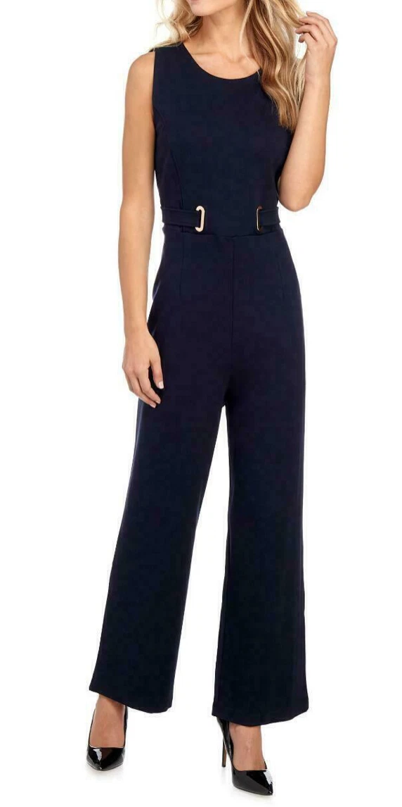 Tahari Navy Blue Ponte Stretch Jumpsuit Outfit 6 Excellent eBay
