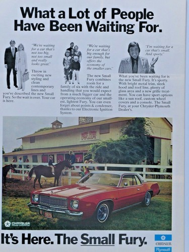 1975 Plymouth Fury II Vintage Horse Stable Original Print Ad 8.5 x 11" - Picture 3 of 3