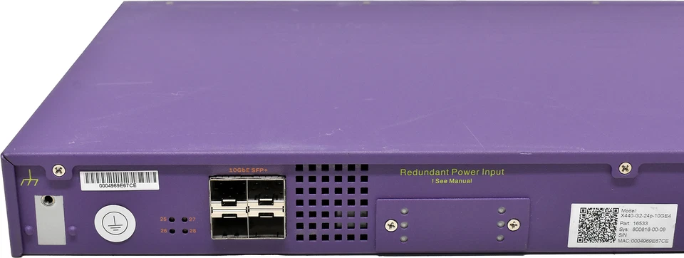 Extreme Summit X440-G2-24p-10GE4 24-Port PoE+ GE Switch 4+4 SFP/SFP+ - Image 4 of 4