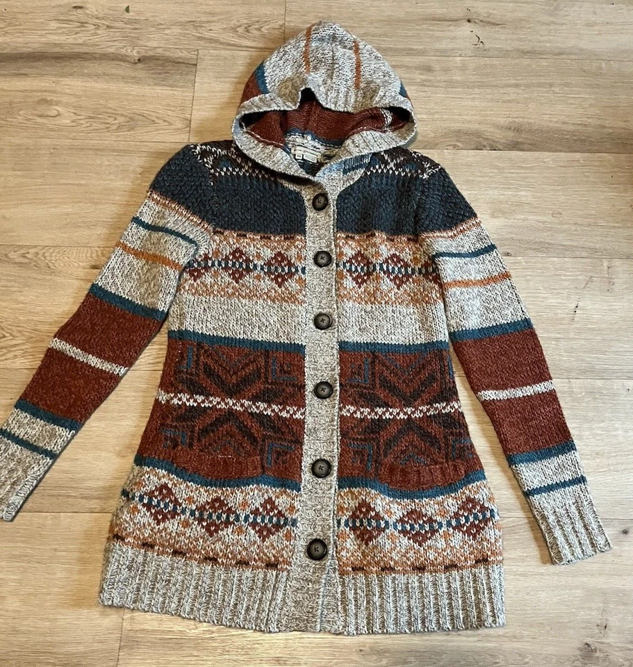 Cárdigan Royal Robbins Místico Suéter Capucha Lana Con Capucha Fairisle Fair Isle XS Foto 4 de 4