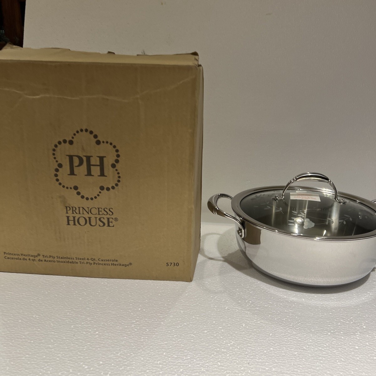 PRINCESS HERITAGE® TRI-PLY STAINLESS STEEL4-Qt. Casserole | eBay