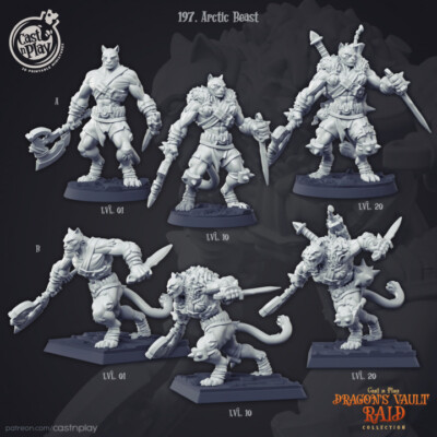 Arctic Beast Tabaxi Rogue Fighter Miniature | D&D DnD | RPG