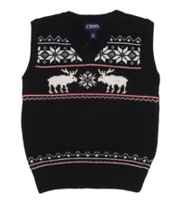 New Ralph Lauren Chaps Boy's Kid's Knit Sweater Vest sz 6 Reindeer Snowflakes