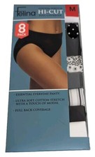 Felina Women's M Hi-Cut Cotton Stretch Panties 8 Pack