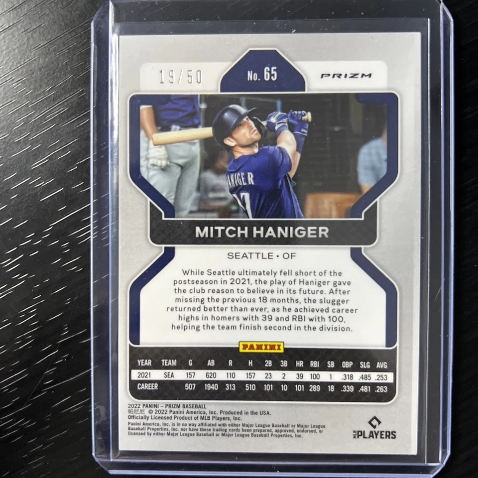 Mitch Haniger 2022 Prizm Snakeskin Prizm #65 - Mariners 19/50 - Image 2 of 2