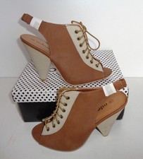 Odeon Ladies Beige Tan Womens Shoes Party Heels Ankle Boots New UK Size 5