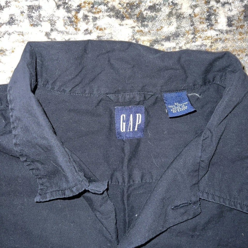 Camisa de vestir XL Gap negra manga corta hombre algodón bolsillo extra grande Foto 2 de 4