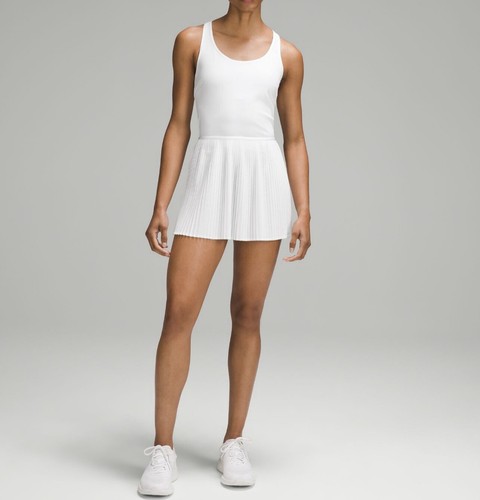 NWT Lululemon Scoop-Neck Pleated Linerless Tennis Dress ~ Sz 4 ~ White - Picture 4 of 9
