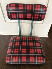 VTG Red Plaid Vinyl Bleacher Seat Portable Sports Football Seat Stadium Chair
