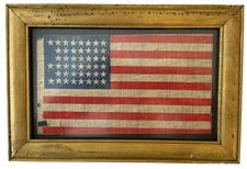RARE PATTERN Circa 1896 ANTIQUE 45 Star American Parade Flag Folk Art