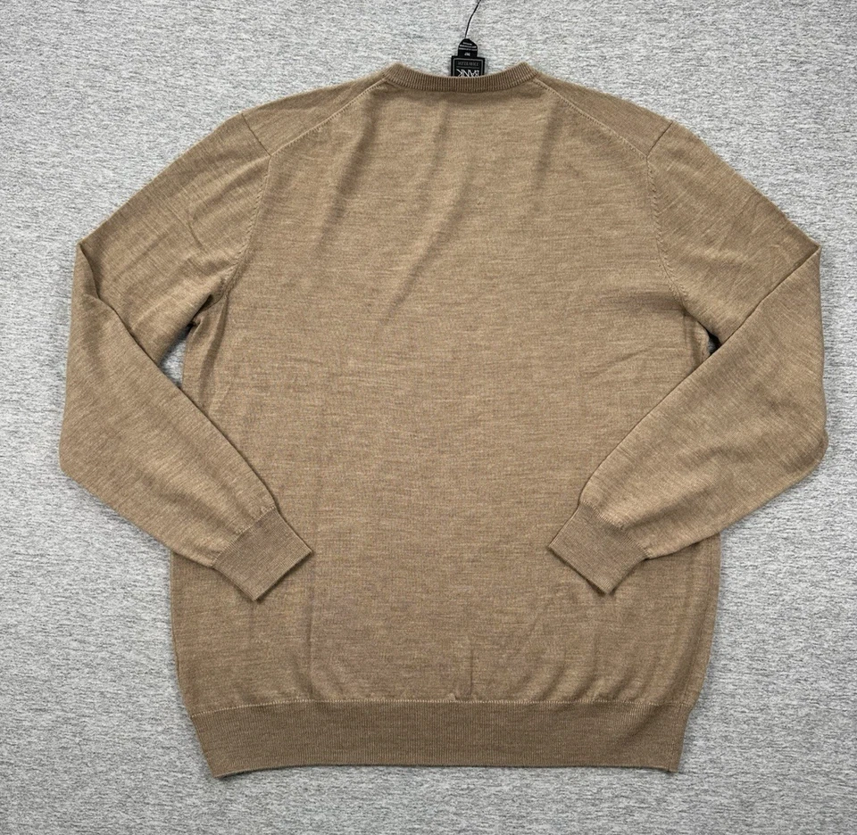 Jos. A. Bank Sweater Mens 2XLT Brown Traveler Merino Wool V-Neck Pullover NEW - Image 3 of 4