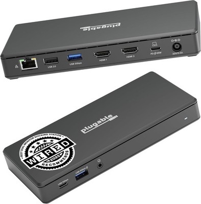 Plugable USB-C Dual HDMI DS 65W PD Driverless Docking Station (UD-MSTH2-UK)