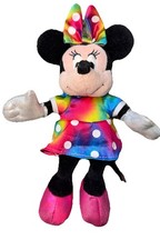 Disney Ty Sparkle Minnie Mouse Rainbow Plush Tie Dye 13  Stuffed Animal Toy EUC