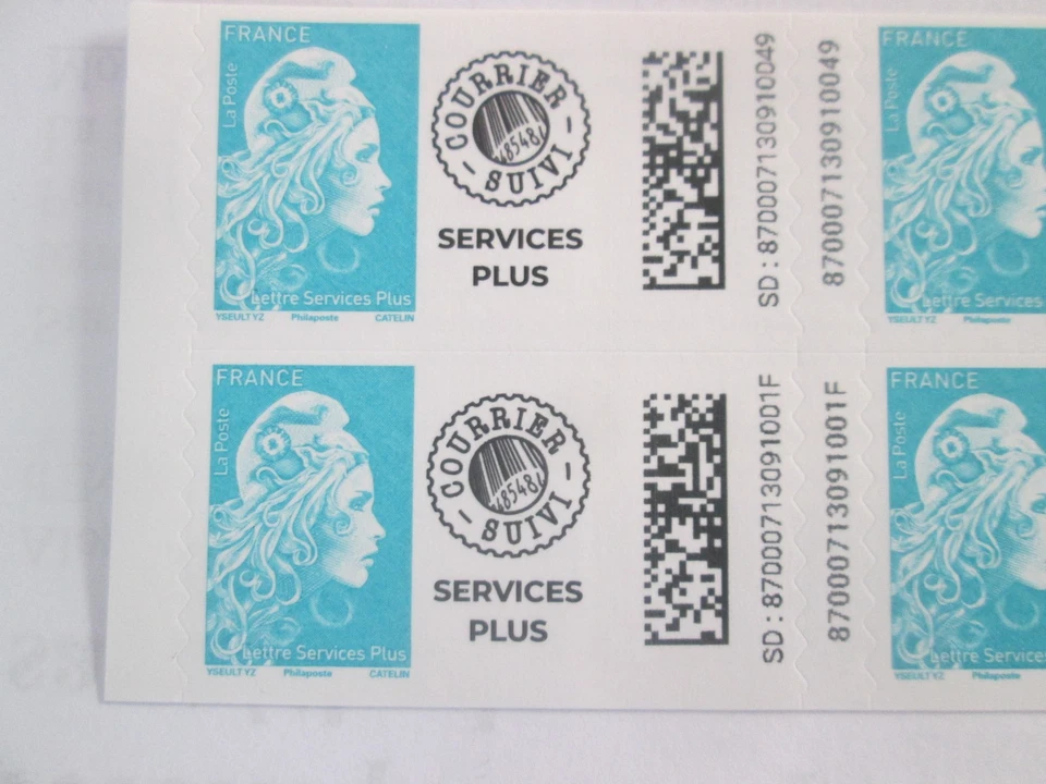 Carnet de 6 timbres Marianne - Lettre Services Plus 2023 turquoise - Photo 2/3