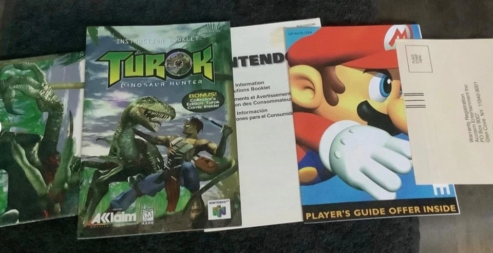 (FREE SHIP) Nintendo 64 TUROK DINOSAUR HUNTER ntsc u/c game with mini poster - Image 4 of 4