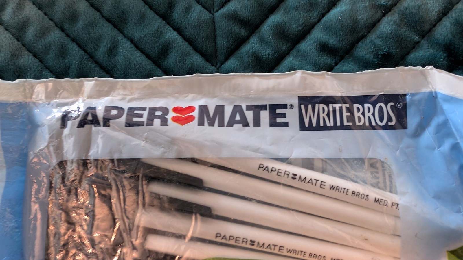 Vintage Papermate Double Heart Write Brothers 10 Med Point Capped Black Pens NEW