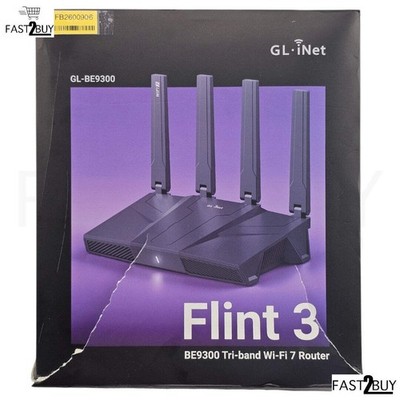 GL.iNet Flint 3 Tri-Band WiFi 7 Router 5x2.5G Ports 6GHz VPN Gaming