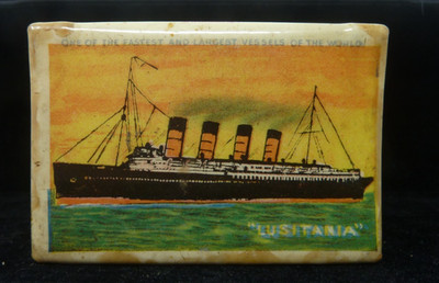 WWI RMS LUSITANIA SOUVENIR OF THE GREAT WAR CELLULOID MATCHBOX HOLDER COVER