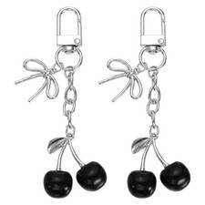 2Pcs Cherry Keychain Cute Handbag Accessories for Women, Black