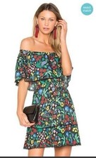 Alice + Olivia Tylie Dress Chelsea Wildflower Black Womens Small Mini Ruffle
